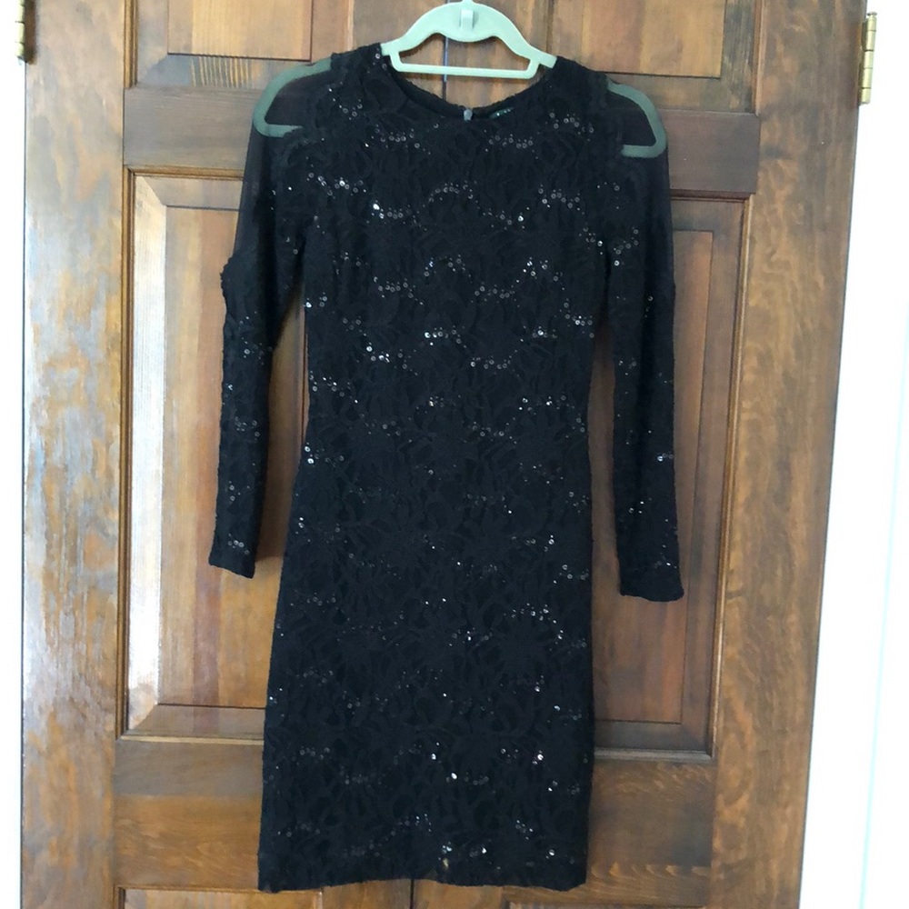 Ralph Lauren cocktail dress, sheer shoulders in great condition